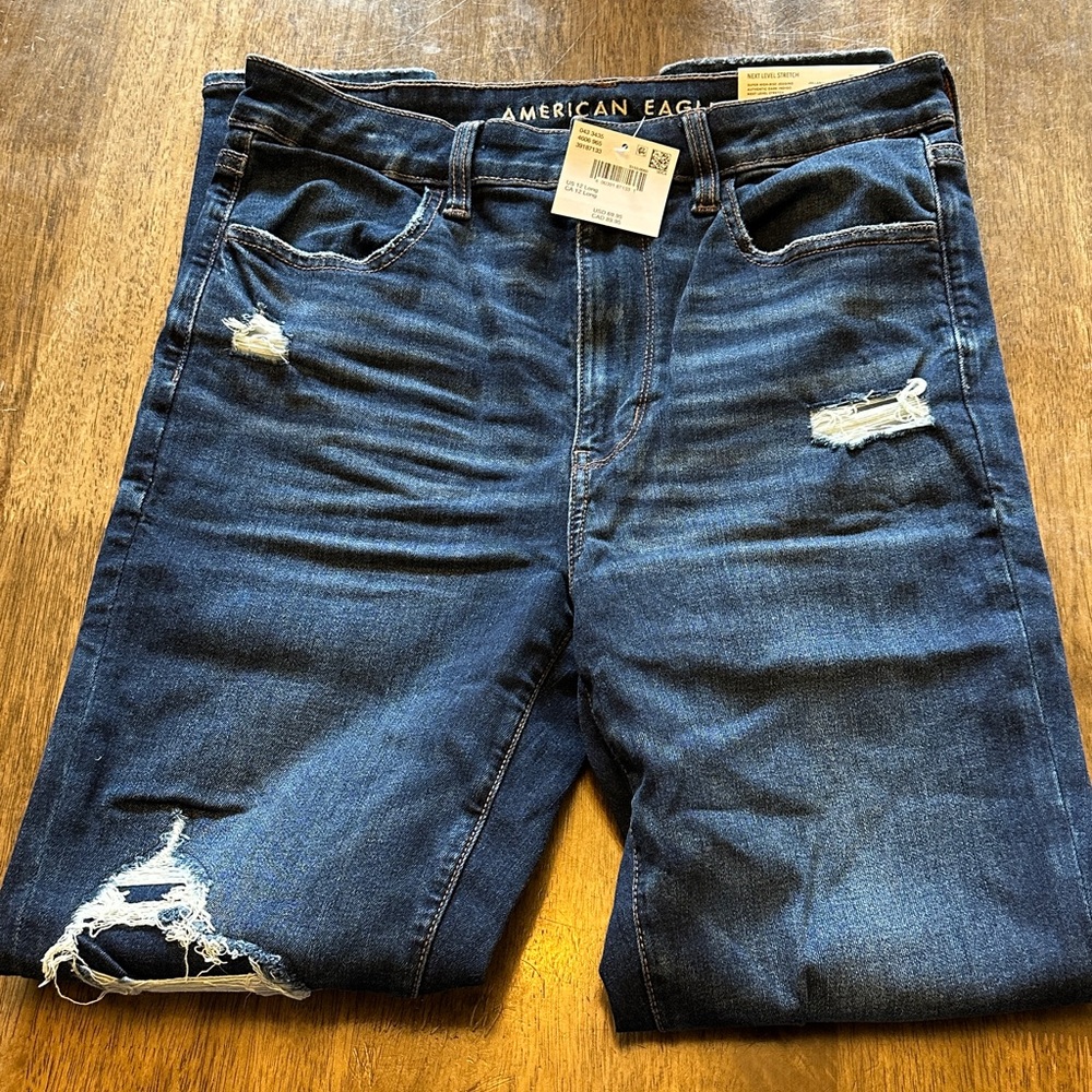American Eagle Outfitters Woman’s Distressed Dark Blue Jeans